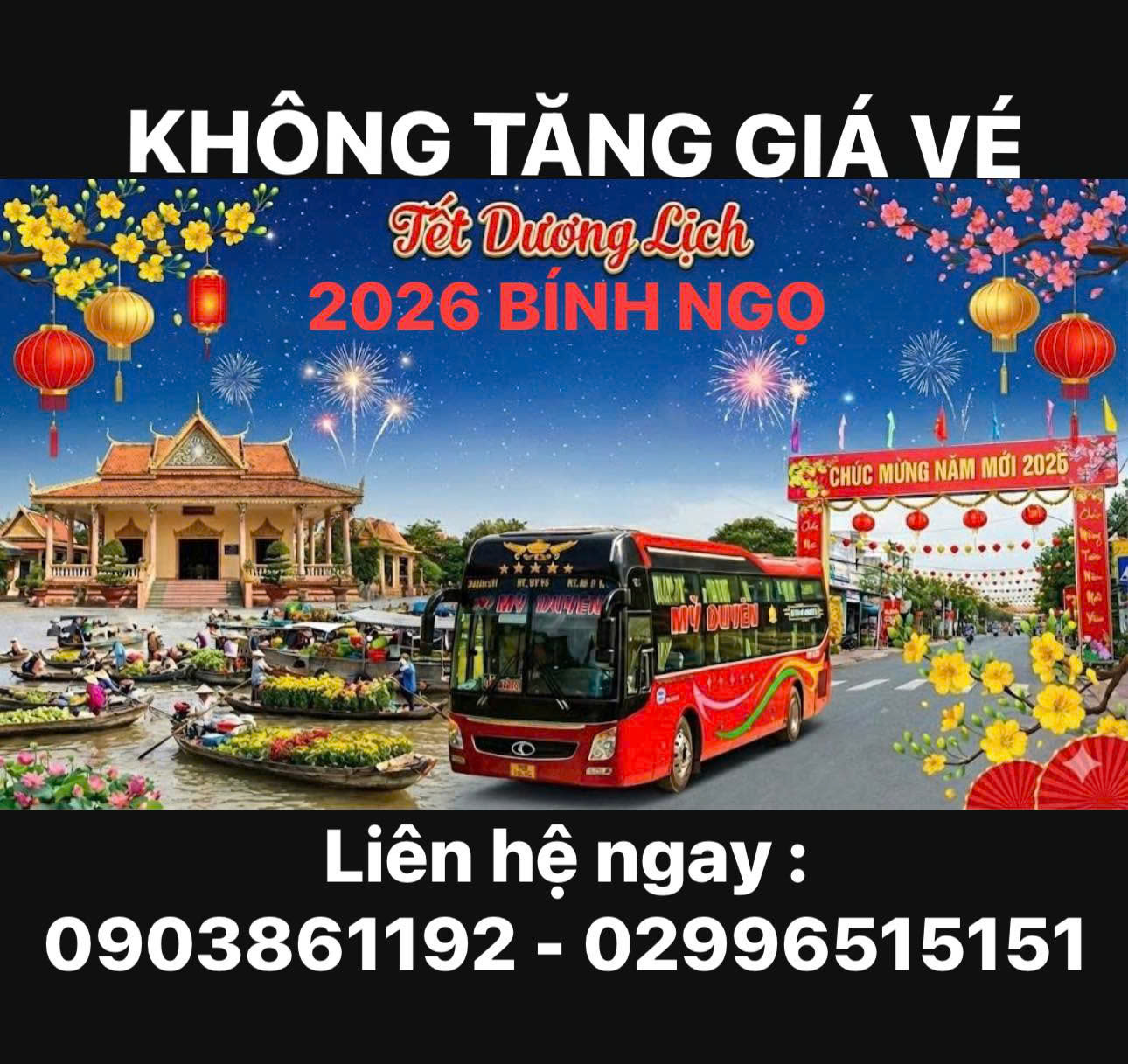 Nhà xe Mỹ Duyên thông báo: Không tăng giá vé dịp Tết Tây 2026
